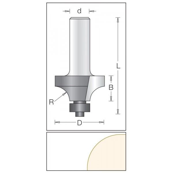 Dimar čtvrtkruhová fréza 22,2mm x 12,7mm