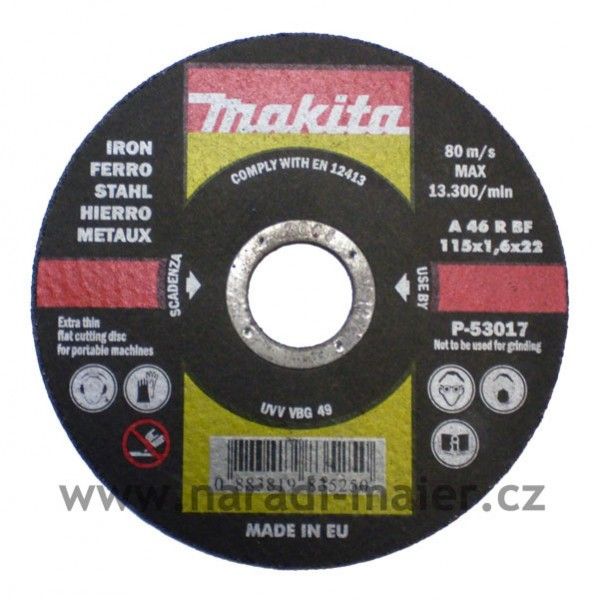 Makita 115x1,6x22 řezný kotouč na železo