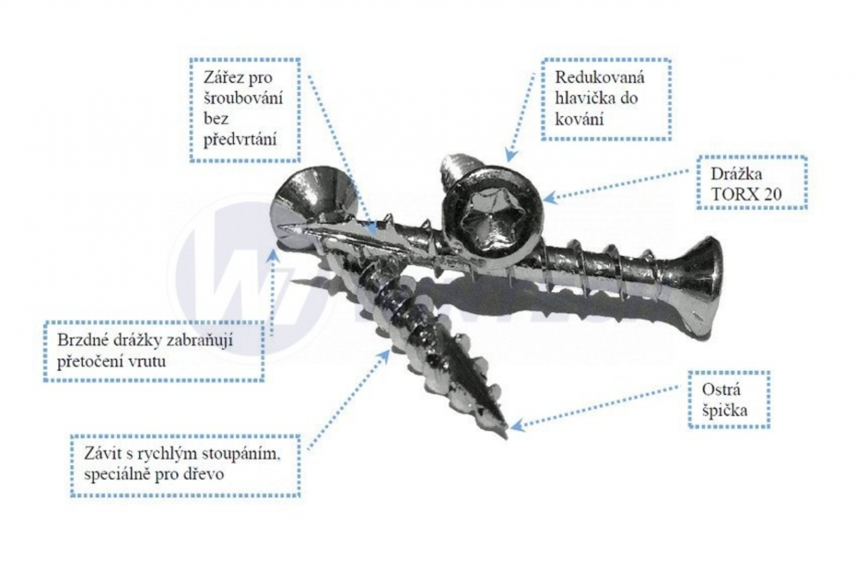 TOP vruty do dřeva 4,0 x 50 bílý zinek TX